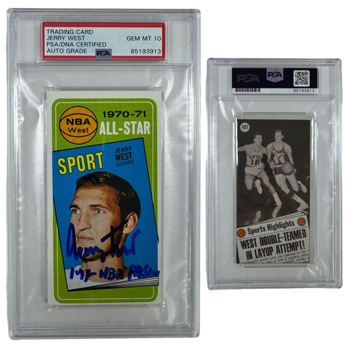 1970-71 Jerry West Autographed Topps NBA West All-Star 14x NBA All Star Inscription #107 PSA GEM MT 10 product image 1,