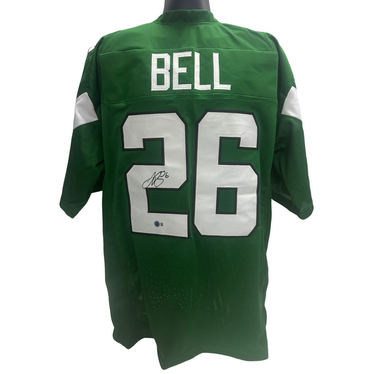 Leveon Bell Autographed New York Jets Green Jersey Beckett product image 1, provided for visual reference and product detail