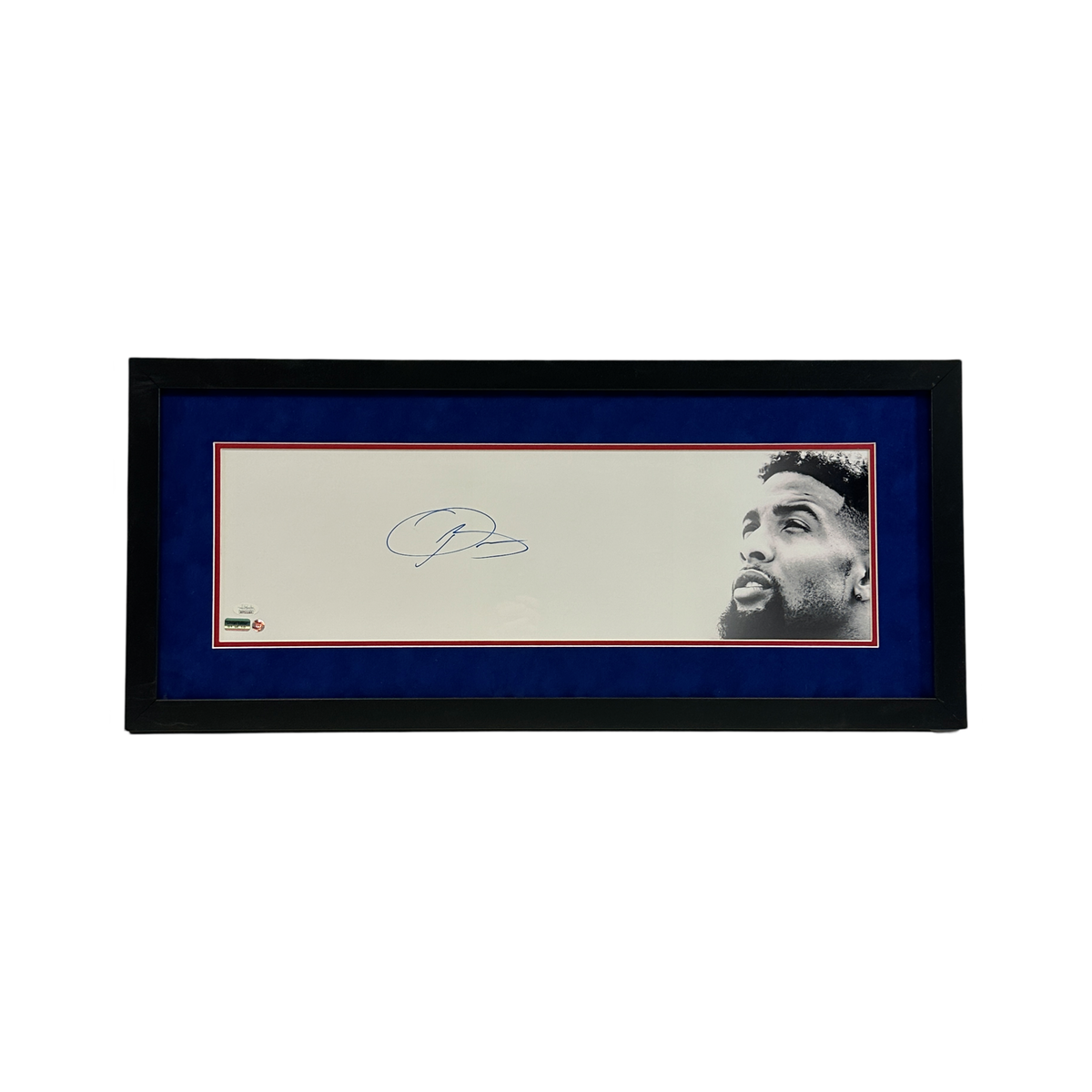 Odell Beckham Jr. Autographed New York Giants Framed 8x26 JSA - Blue Suede product image 1, provided for visual reference