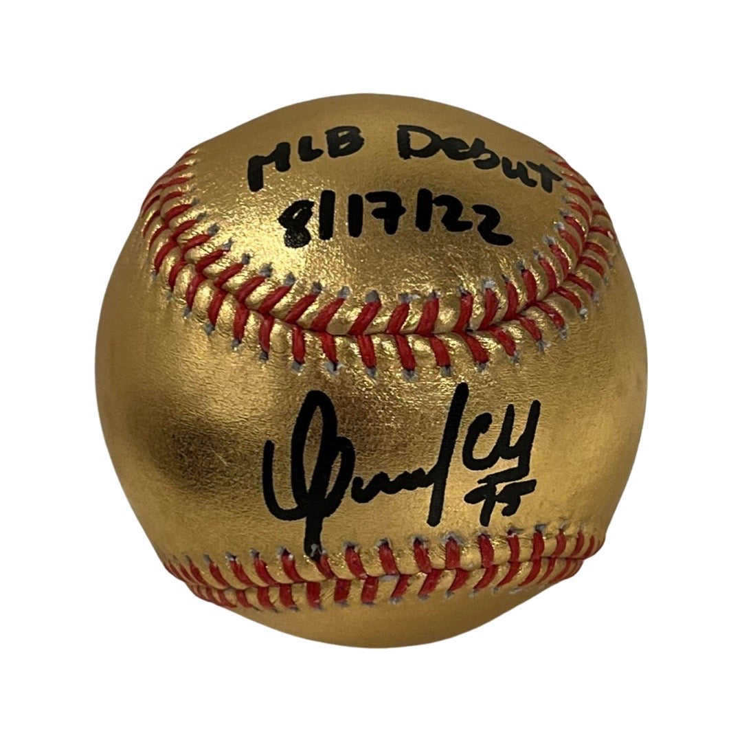 Oswaldo Cabrera Autographed New York Yankees Gold OMLB MLB Debut 8/17/22 Inscription Steiner CX product image 1, provided