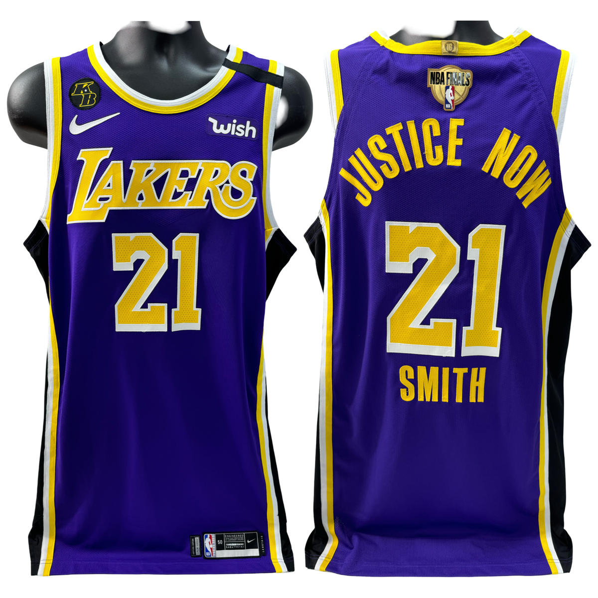 JR Smith Los Angeles Lakers 2020 NBA Finals Game Used Jersey Purple product image 1, provided for visual reference and