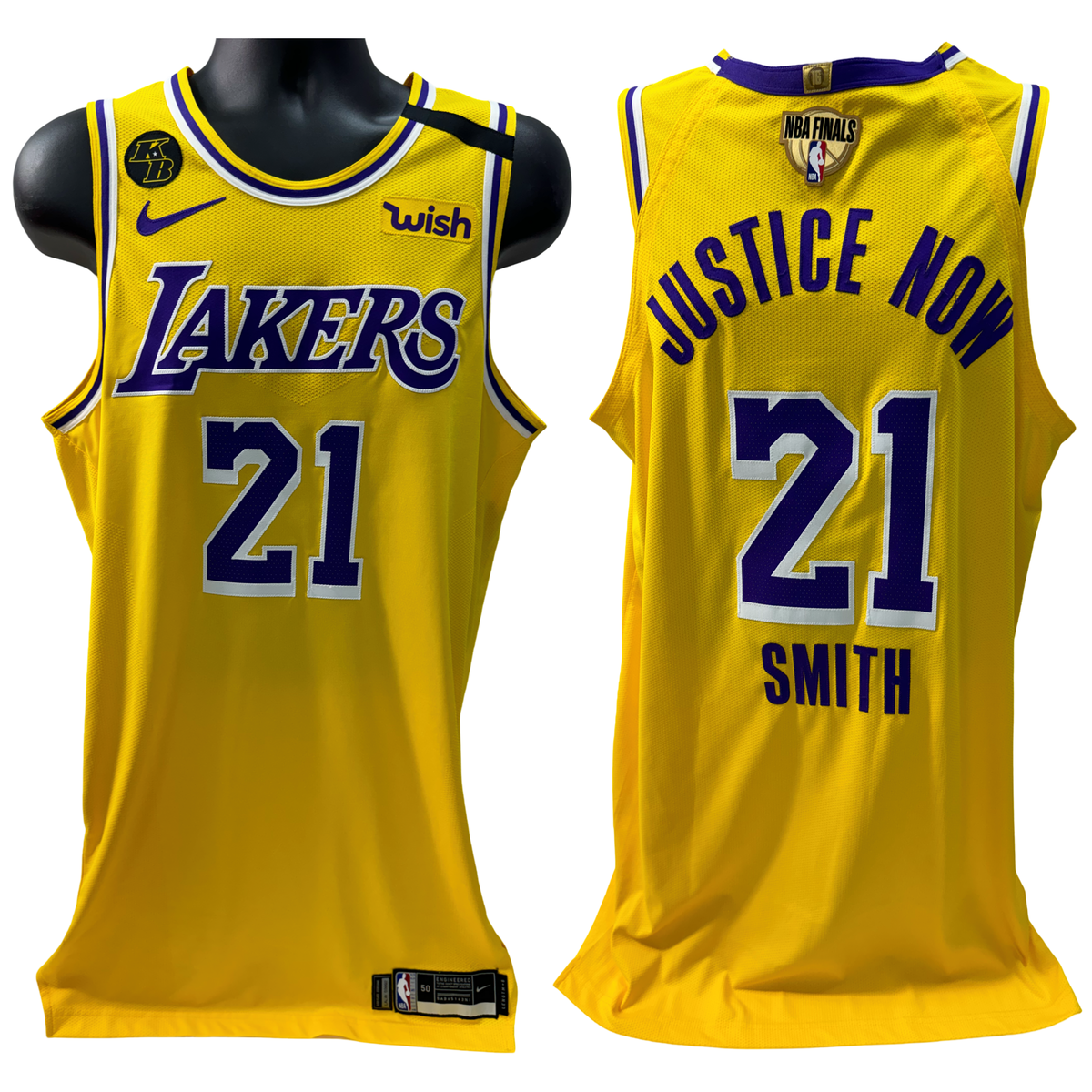 JR Smith Los Angeles Lakers 2020 NBA Finals Game Used Jersey Yellow product image 1, provided for visual reference and