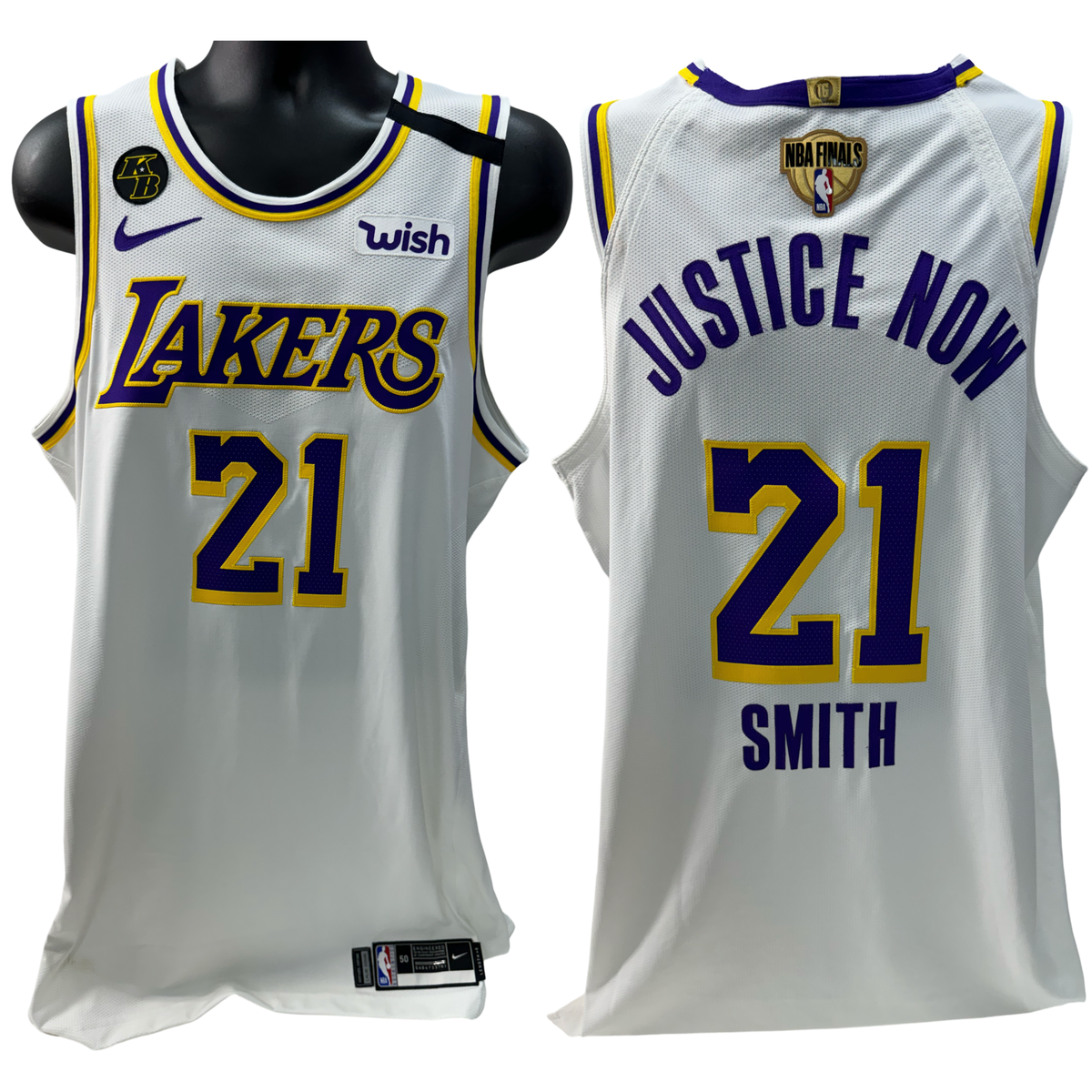 JR Smith Los Angeles Lakers 2020 NBA Finals Game Used Jersey White product image 1, provided for visual reference and