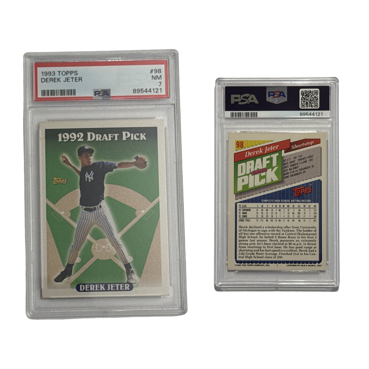 1993 Derek Jeter Topps #98 PSA NM 7 product image 1, provided for visual reference and product detail review