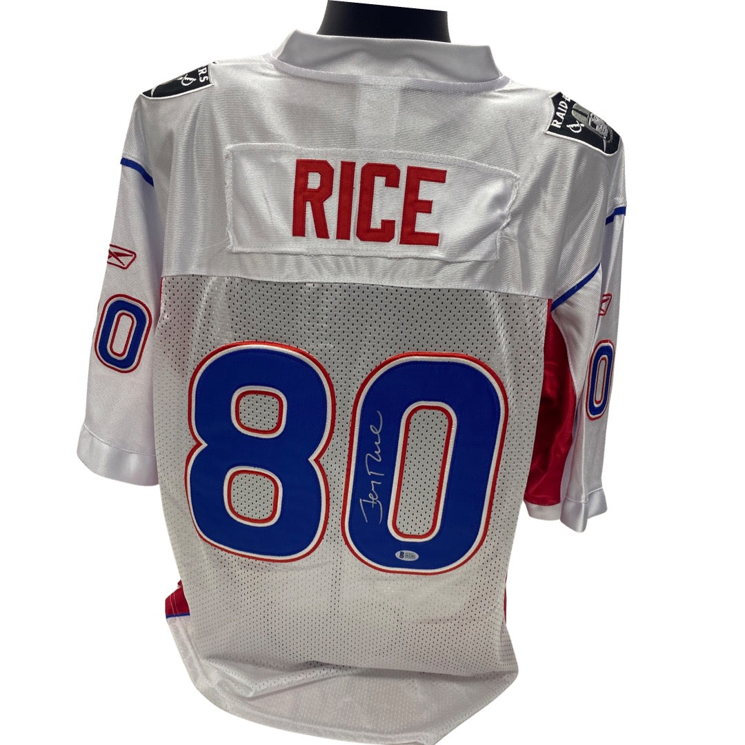 Jerry Rice Autographed 2003 NFL Pro Bowl Reebok White Jersey Beckett product image 1, provided for visual reference and