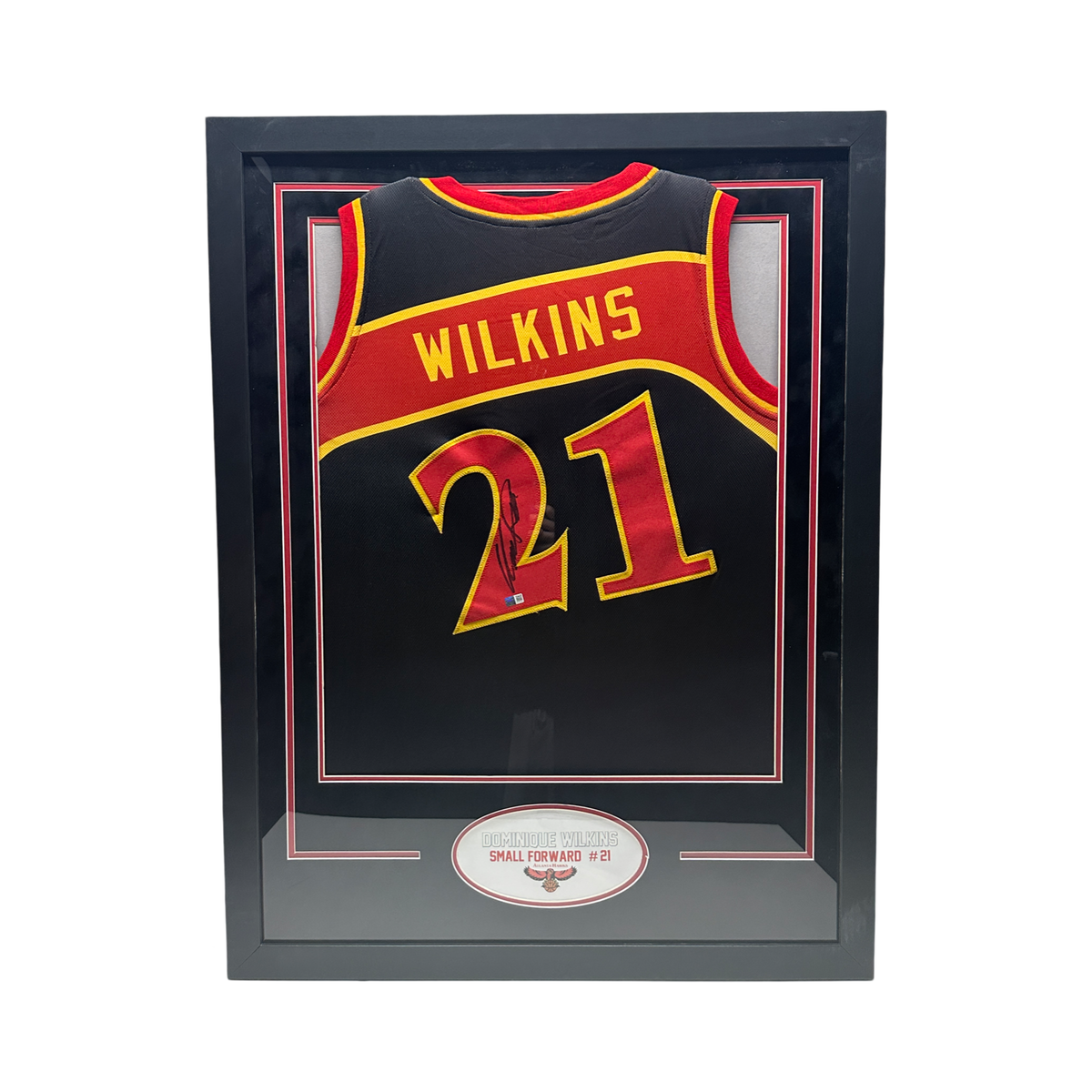 Dominique Wilkins Autographed Atlanta Hawks Black Jersey Steiner CX - Framed product image 1, provided for visual reference