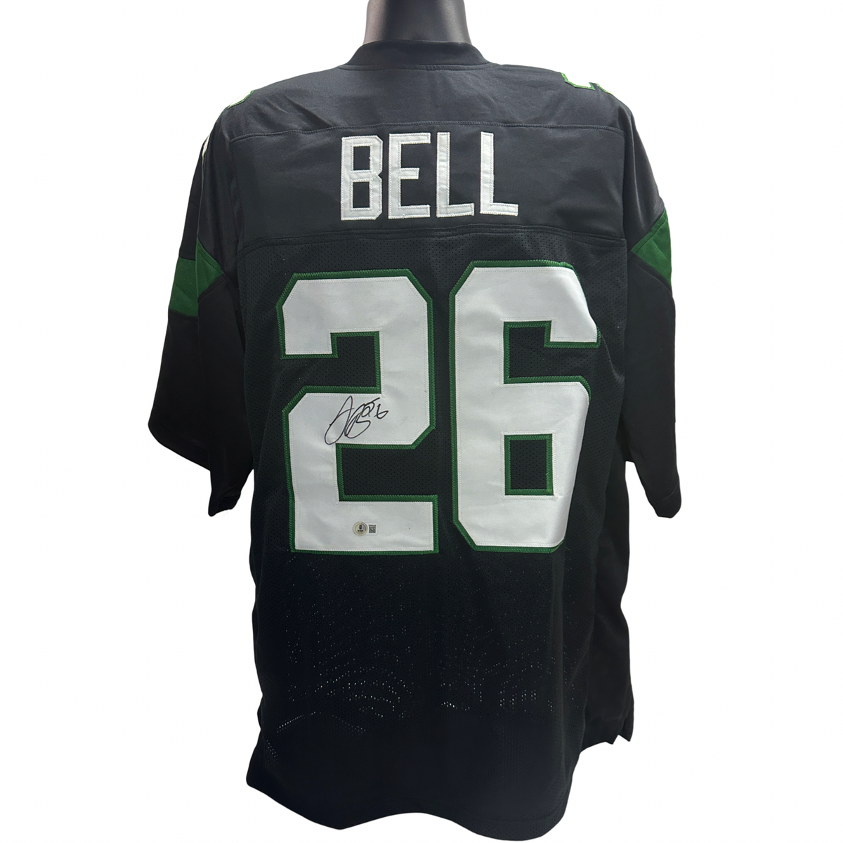 Leveon Bell Autographed New York Jets Black Jersey Beckett product image 1, provided for visual reference and product detail