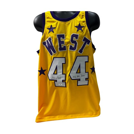 Jerry West Autographed Los Angeles Lakers Yellow All Star Jersey "14x All Star" Inscription PSA product image 1, provided
