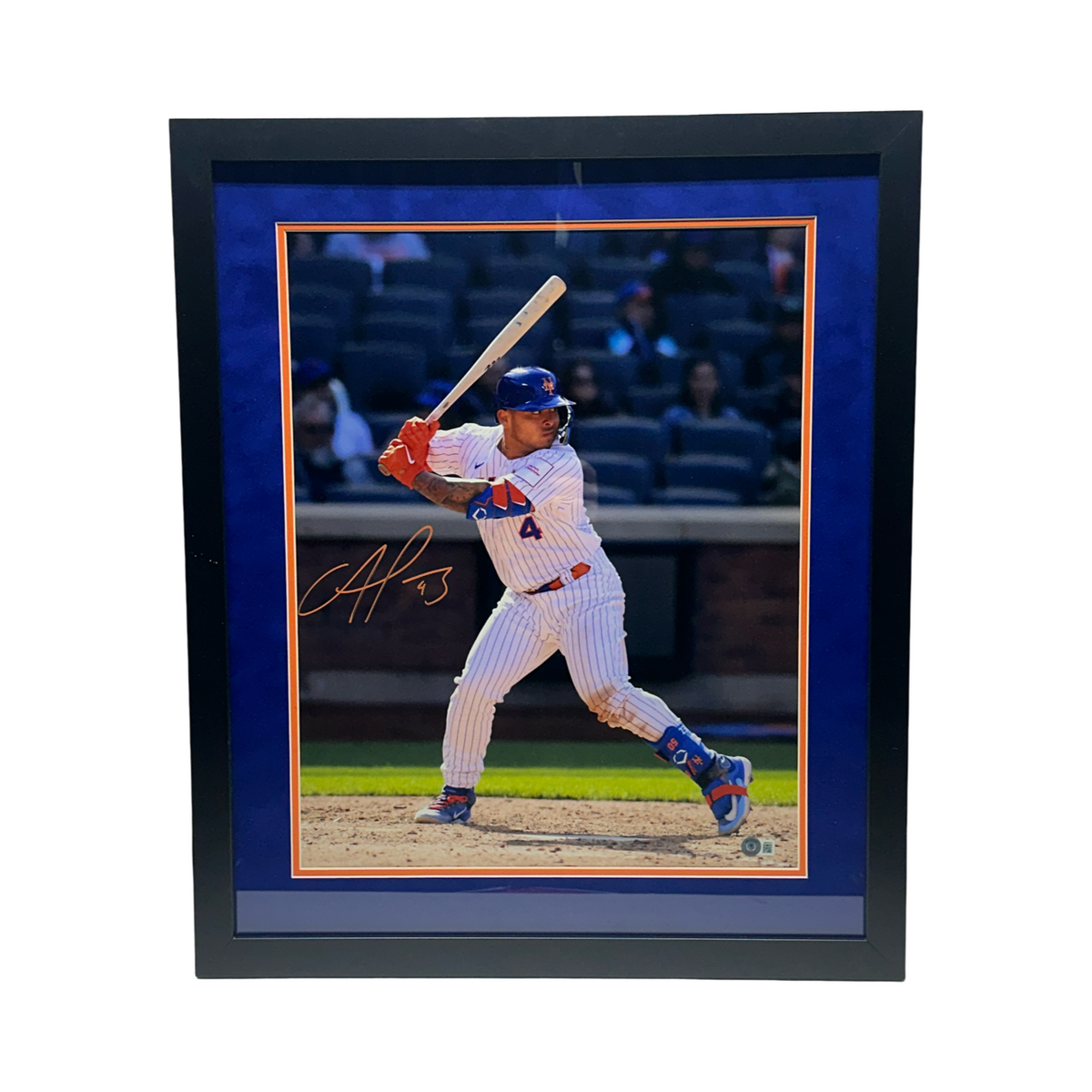 Fransisco Alvarez Autographed New York Mets At Bat 16x20 Beckett - Framed product image 1, provided for visual reference and