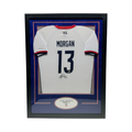 Alex Morgan Autographed Team USA White Jersey Beckett - Framed product image 1, provided for visual reference and product