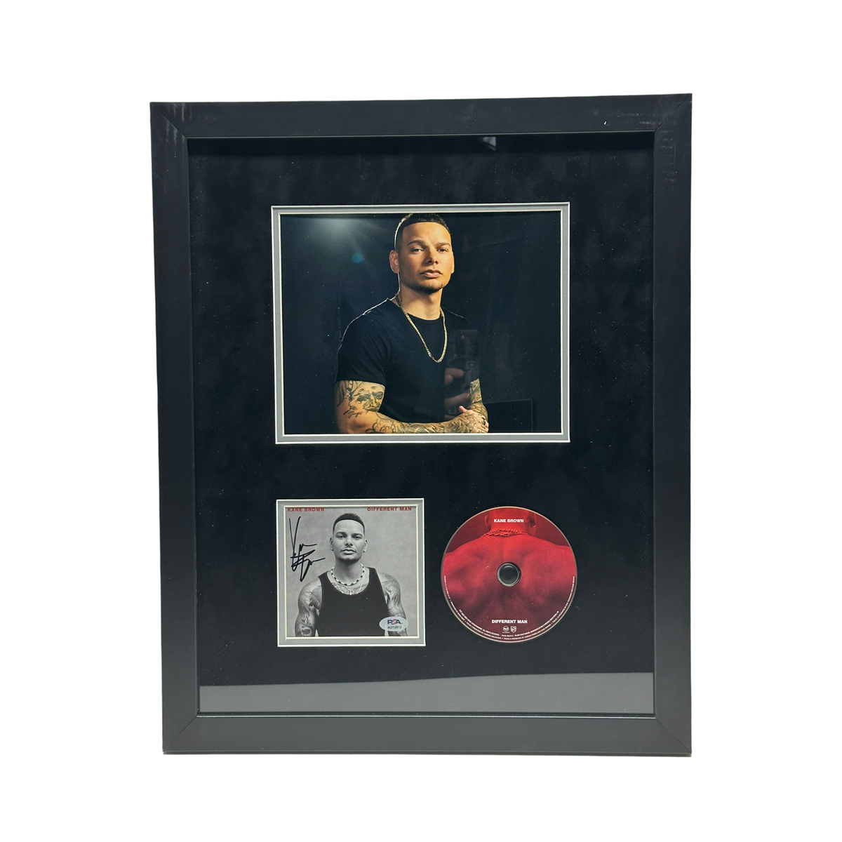 Kane Brown Autographed Different Man Vertical CD Black Mat PSA - Framed product image 1, provided for visual reference and