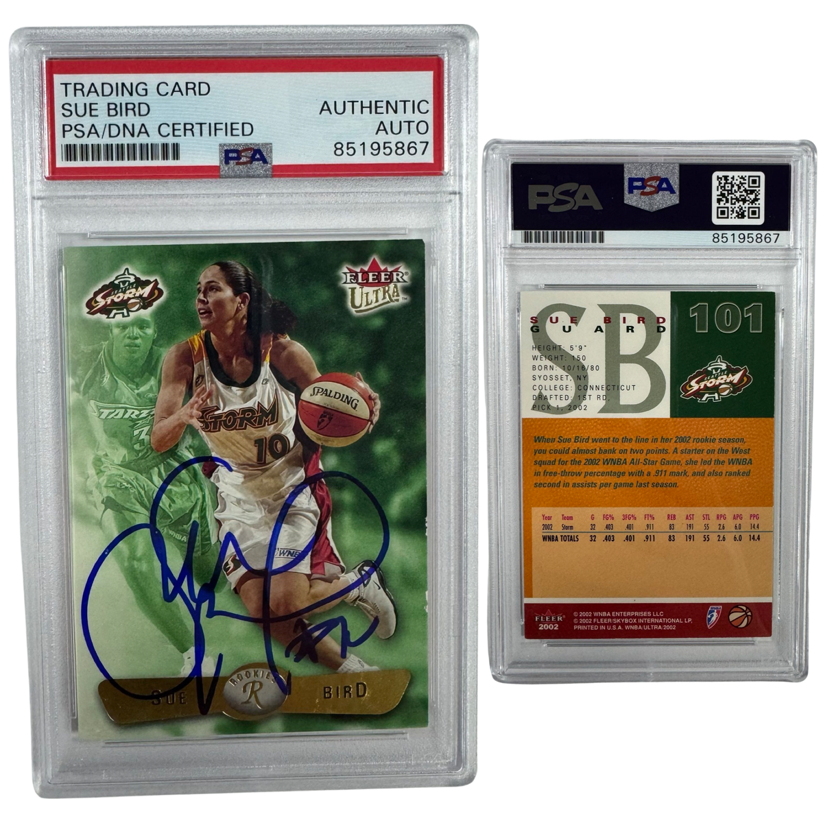 2003 Sue Bird Autographed Fleer Ultra Rookie #101 PSA Auto Authentic product image 1, provided for visual reference and