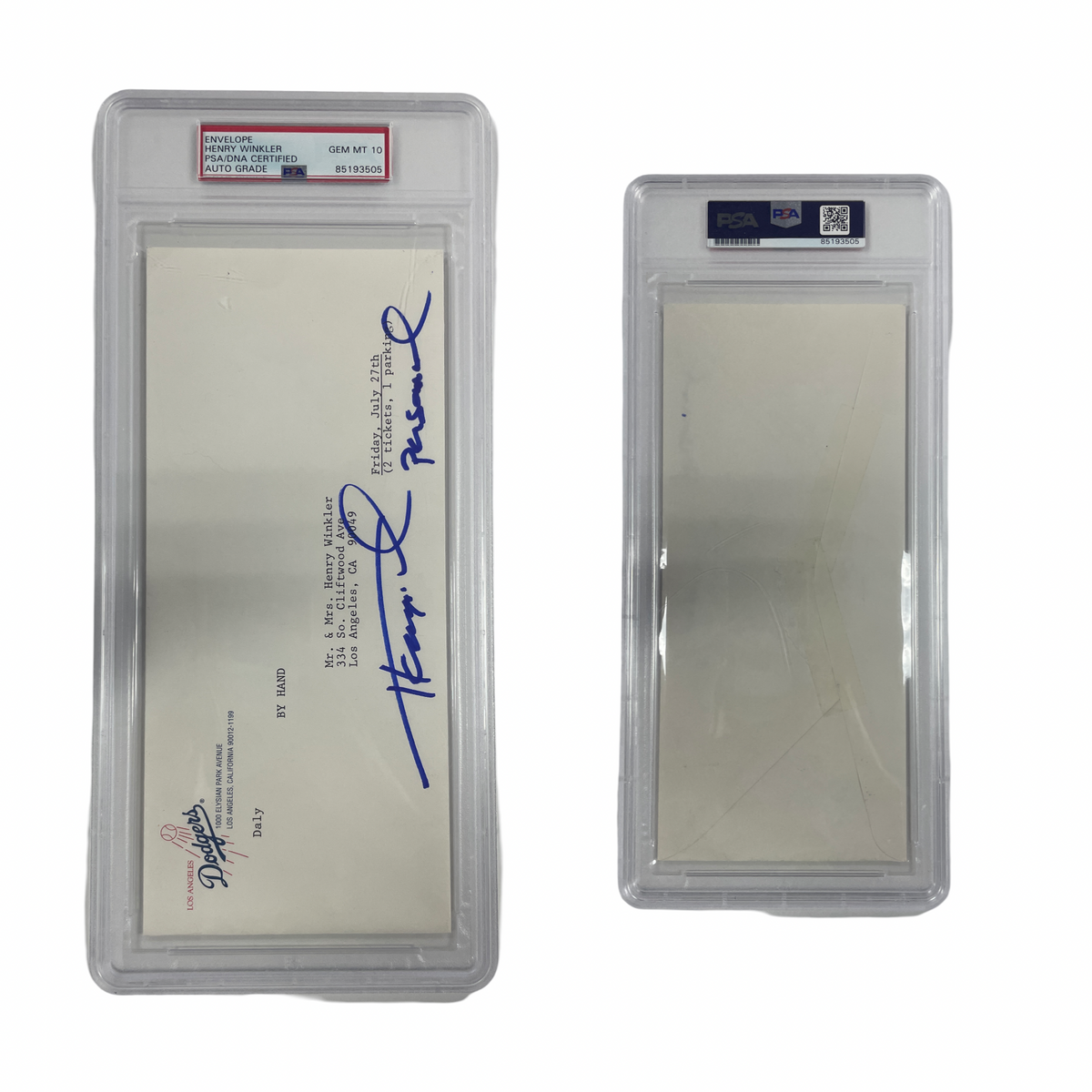 Henry Winkler Autographed Dodgers Envelope From Personal Collection PSA Auto Authentic product image 1, provided for visual
