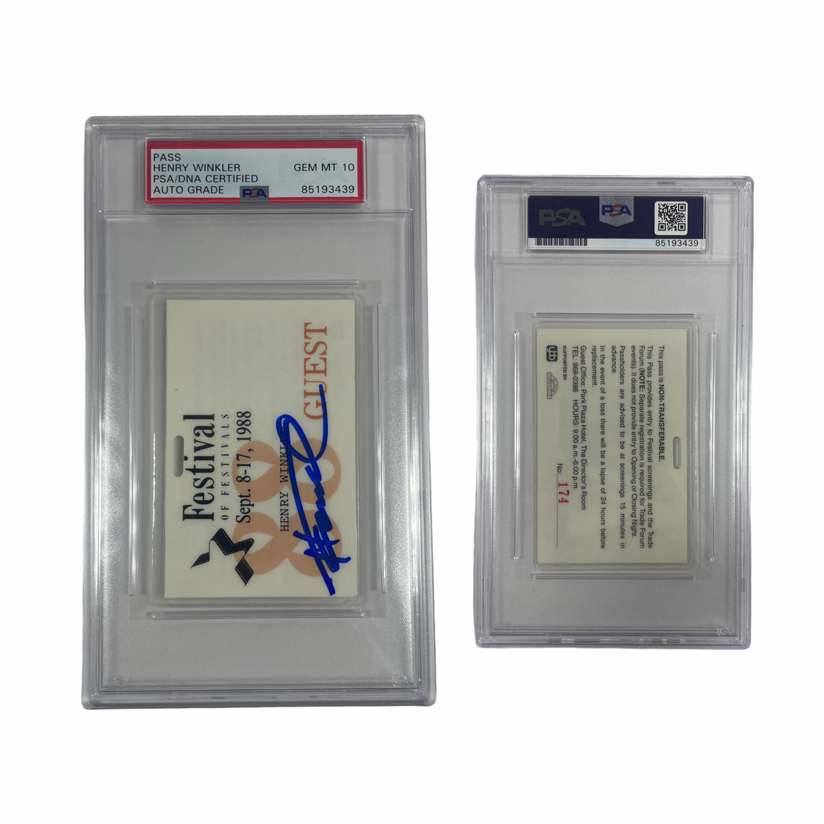 Henry Winkler Autographed Festival of Festivals Pass From Personal Collection PSA Auto Authentic product image 1, provided