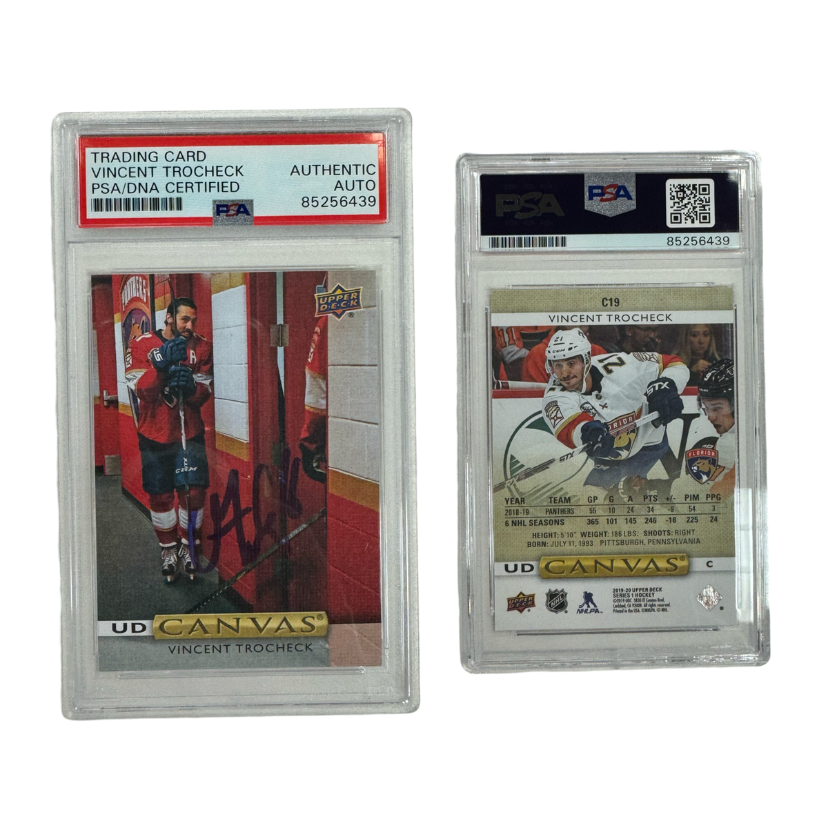 2019-20 Vincent Trocheck Autographed Upper Deck UD Canvas #C19 PSA Auto Authentic product image 1, provided for visual