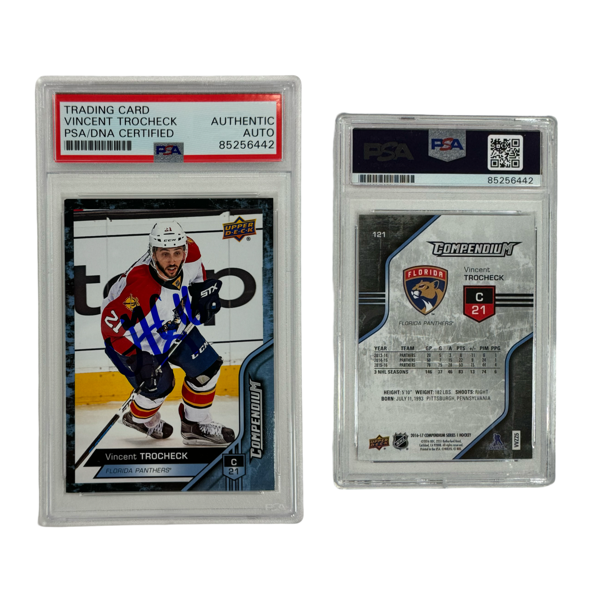 2016-17 Vincent Trocheck Autographed Upper Deck Series Compendium #121 PSA Auto Authentic product image 1, provided for