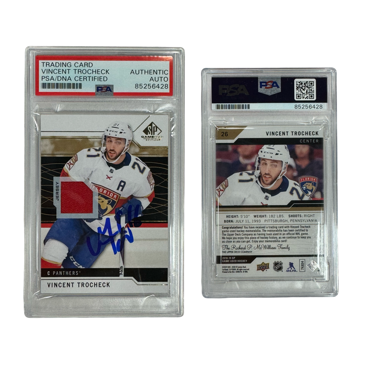 2018-19 Vincent Trocheck Autographed SP Game Used Red Jersey #26 PSA Auto Authentic product image 1, provided for visual