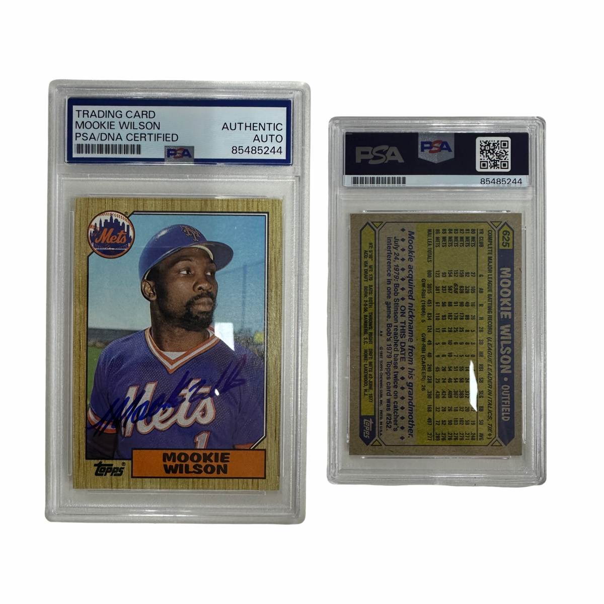 1987 Mookie WIlson Autographed Topps #625 PSA Auto Authentic product image 1, provided for visual reference and product