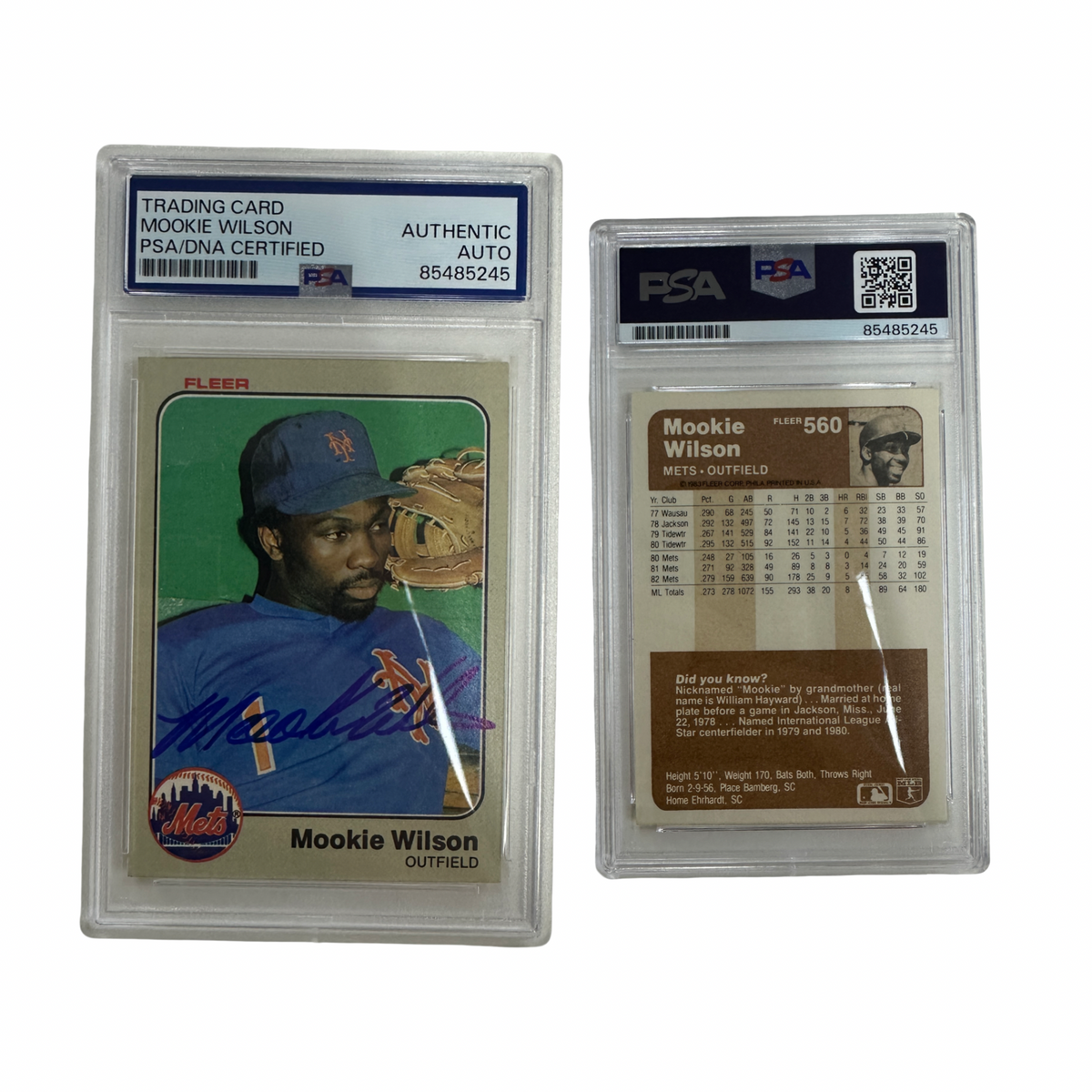 1983 Mookie WIlson Autographed Fleer #560 PSA Auto Authentic product image 1, provided for visual reference and product