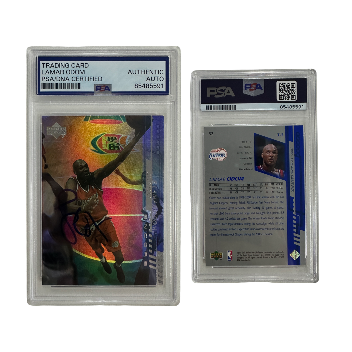 2001 Lamar Odom Autographed Upper Deck Encore #52 PSA Auto Authentic product image 1, provided for visual reference and