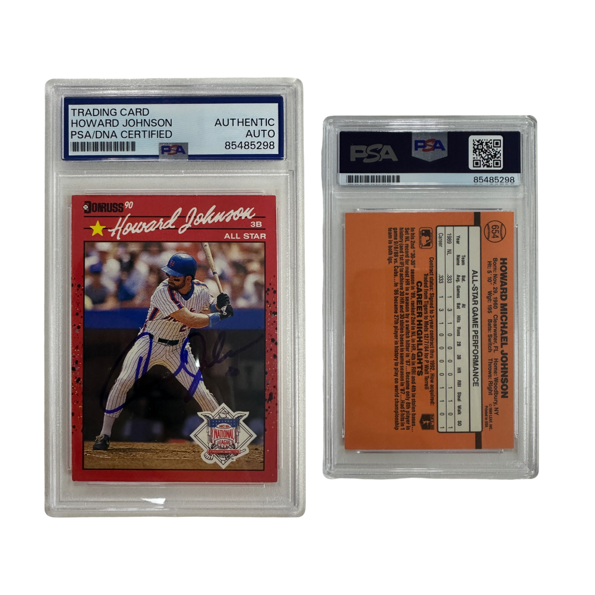 1989 Howard Johnson Autographed Leaf Donruss All Star #654 PSA Auto Authentic product image 1, provided for visual reference