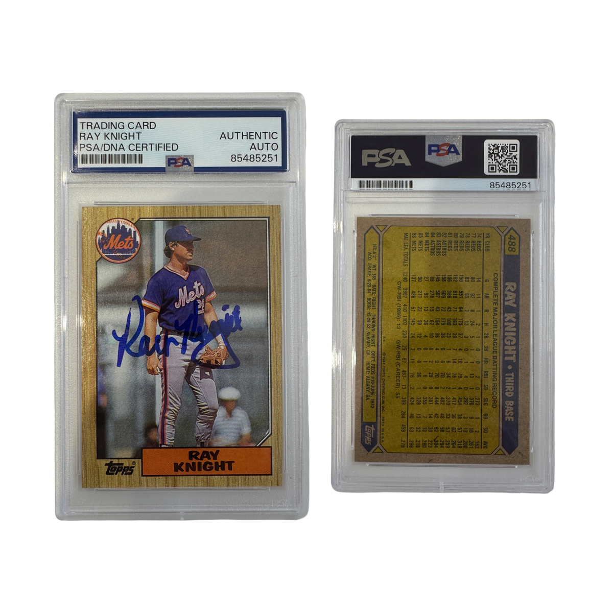 1987 Ray Knight Autographed Topps #488 PSA Auto Authentic product image 1, provided for visual reference and product detail