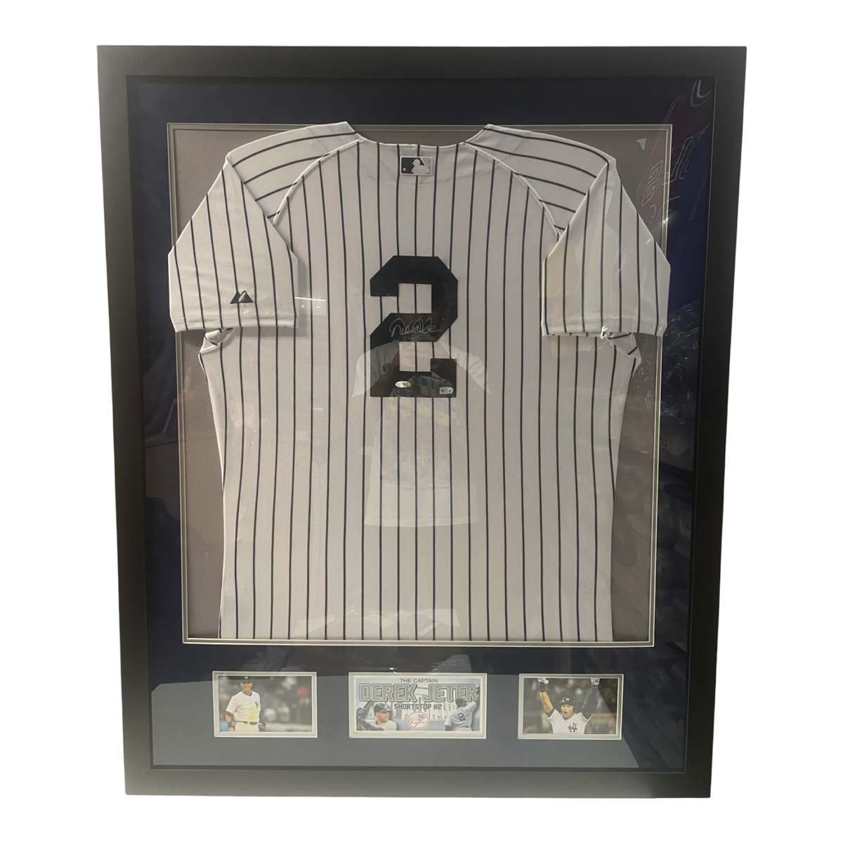 Derek Jeter Autographed New York Yankees Framed Pinstripe Authentic Jersey Steiner/MLB product image 1, provided for visual