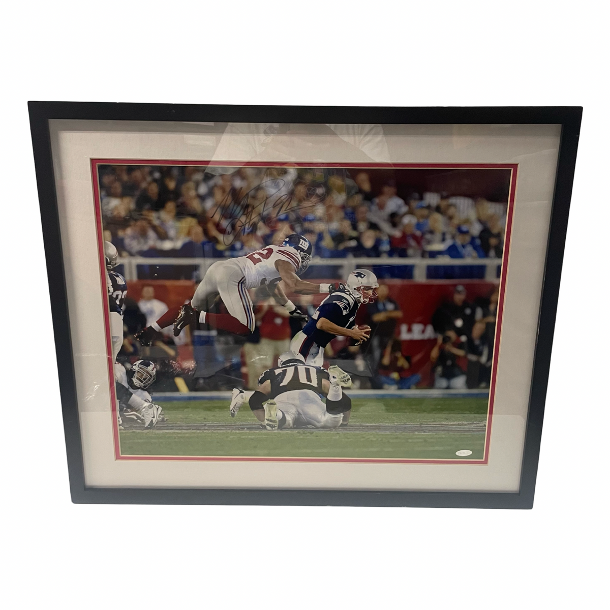 Michael Strahan Autographed New York Giants Framed 16x20 Steiner product image 1, provided for visual reference and product