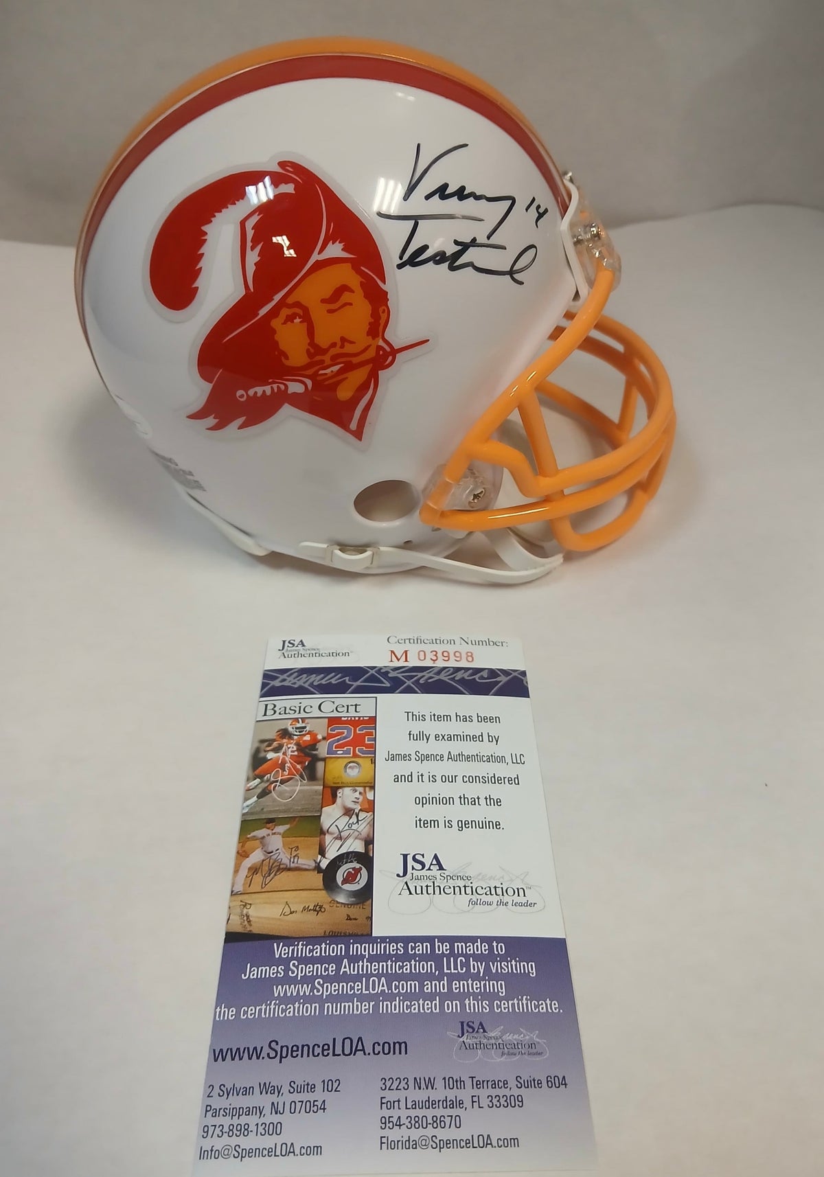 Vinny Testaverde Autographed Tampa Bay Buccaneers Mini product image 1