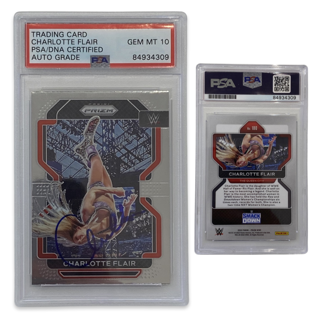 2022 Charlotte Flair Panini Prizm #180 Autographed PSA Auto Authentic product image 1, provided for visual reference and