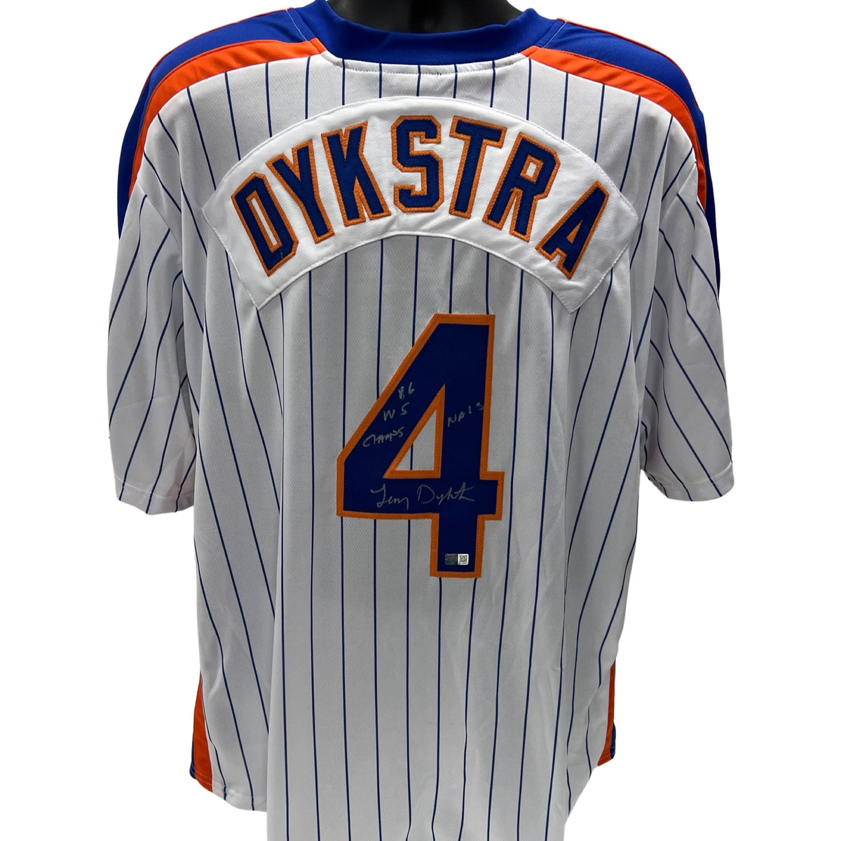 Lenny Dykstra Autographed New York Mets Pinstripe Jersey 1986 WS Champs, Nails Inscriptions Steiner CX product image 1,