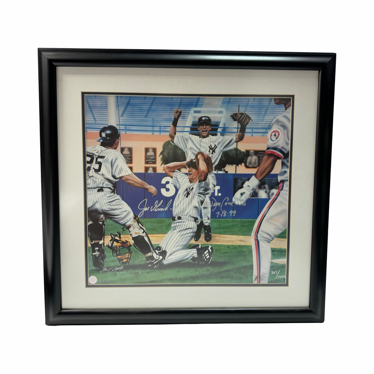 David Cone & Joe Girardi Autographed New York Yankees Framed 17x18 William Lopa Art LE 367/1999 All American Collectibles