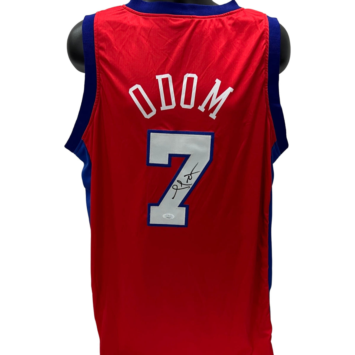 Lamar Odom Autographed Los Angeles Clippers Red Jersey JSA product image 1, provided for visual reference and product detail