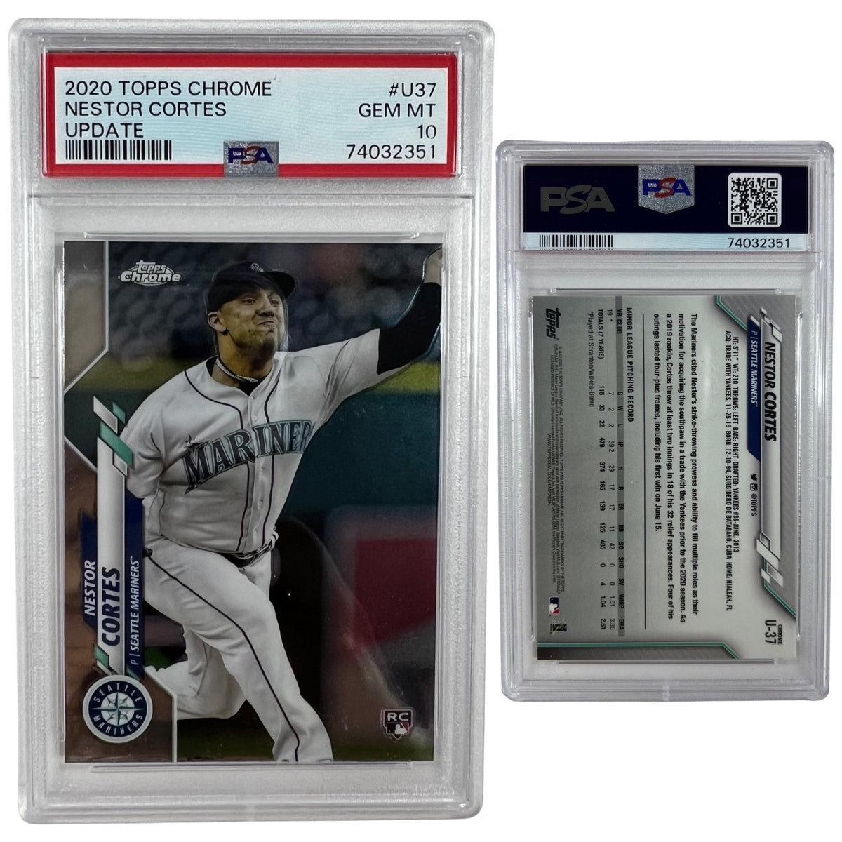 2020 Nestor Cortes Topps Chrome Update Rookie Card #U37 PSA GEM MINT 10 product image 1, provided for visual reference and