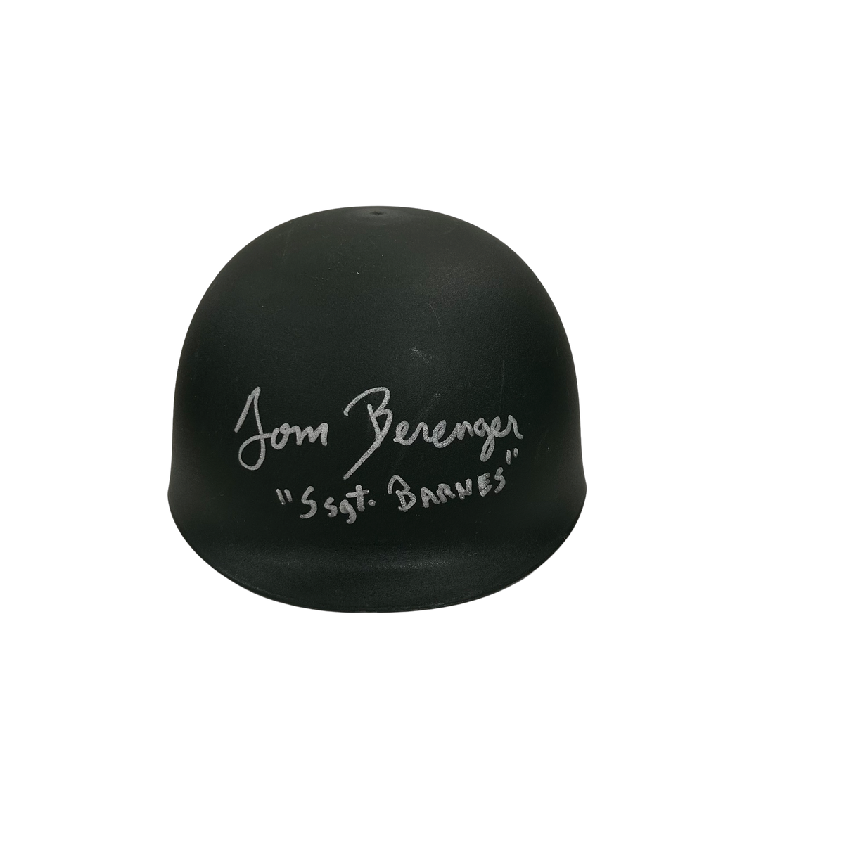 Tom Berenger Autographed Military Helmet "Ssgt. Barners" Inscription JSA product image 1, provided for visual reference and