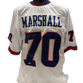 Leonard Marshall Autographed New York Giants White Jersey 2x SB Champ Inscription Steiner CX product image 1, provided for