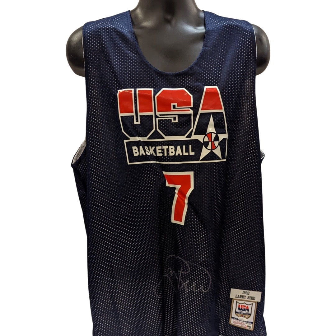 Larry Bird Autographed Boston Celtics 1992 USA Basketball Olympic Dream Team Navy Mitchell & Ness Practice Jersey JSA &