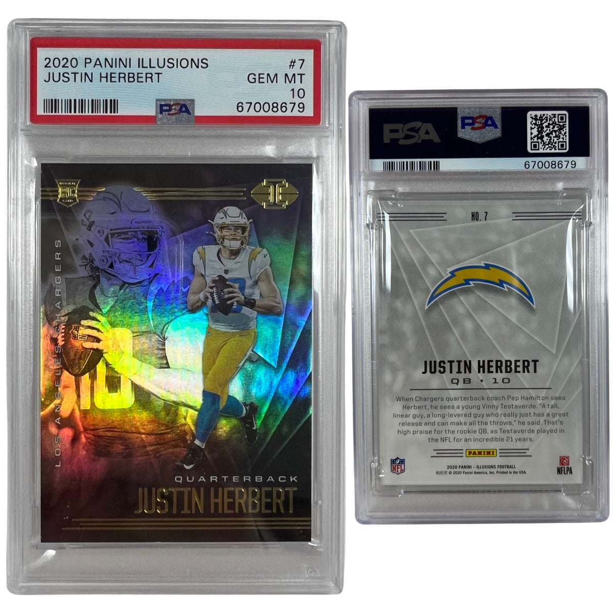 2020 Justin Herbert Panini Illusions Rookie Card #7 PSA GEMMT 10 LA Chargers product image 1, provided for visual reference