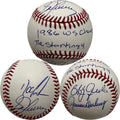 1986 Mets Starting Four Doc Gooden, Bobby Ojeda, Ron Darling & Sid Fernandez Autographed New York Mets OMLB 1986 WS Champs,