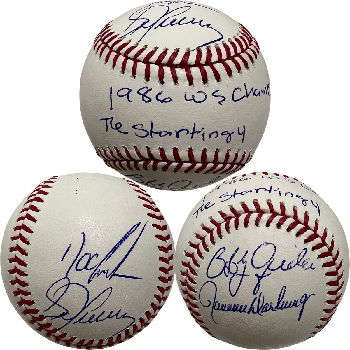 1986 Mets Starting Four Doc Gooden, Bobby Ojeda, Ron Darling & Sid Fernandez Autographed New York Mets OMLB 1986 WS Champs,