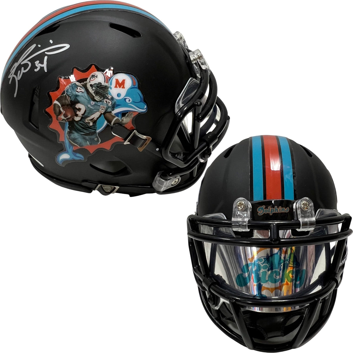 Ricky Williams Autographed Miami Dolphins Black Custom Ricky Logo Mini Helmet w/ Visor JSA product image 1, provided for