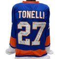 John Tonelli Autographed New York Islanders Blue Jersey "#27 Retired, 1982 1985 NHL All Star, 325 Goals 511 Assists 836