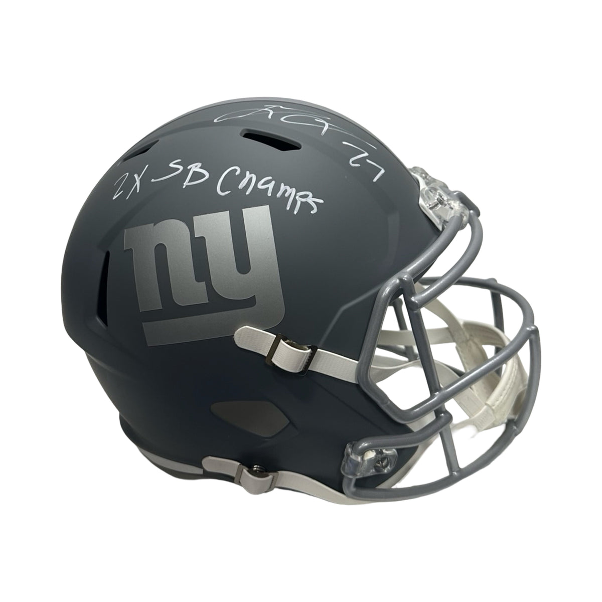 Brandon Jacobs Autographed New York Giants Speed Replica Inscribed Slate Helmet Beckett BAS product image 1, provided for