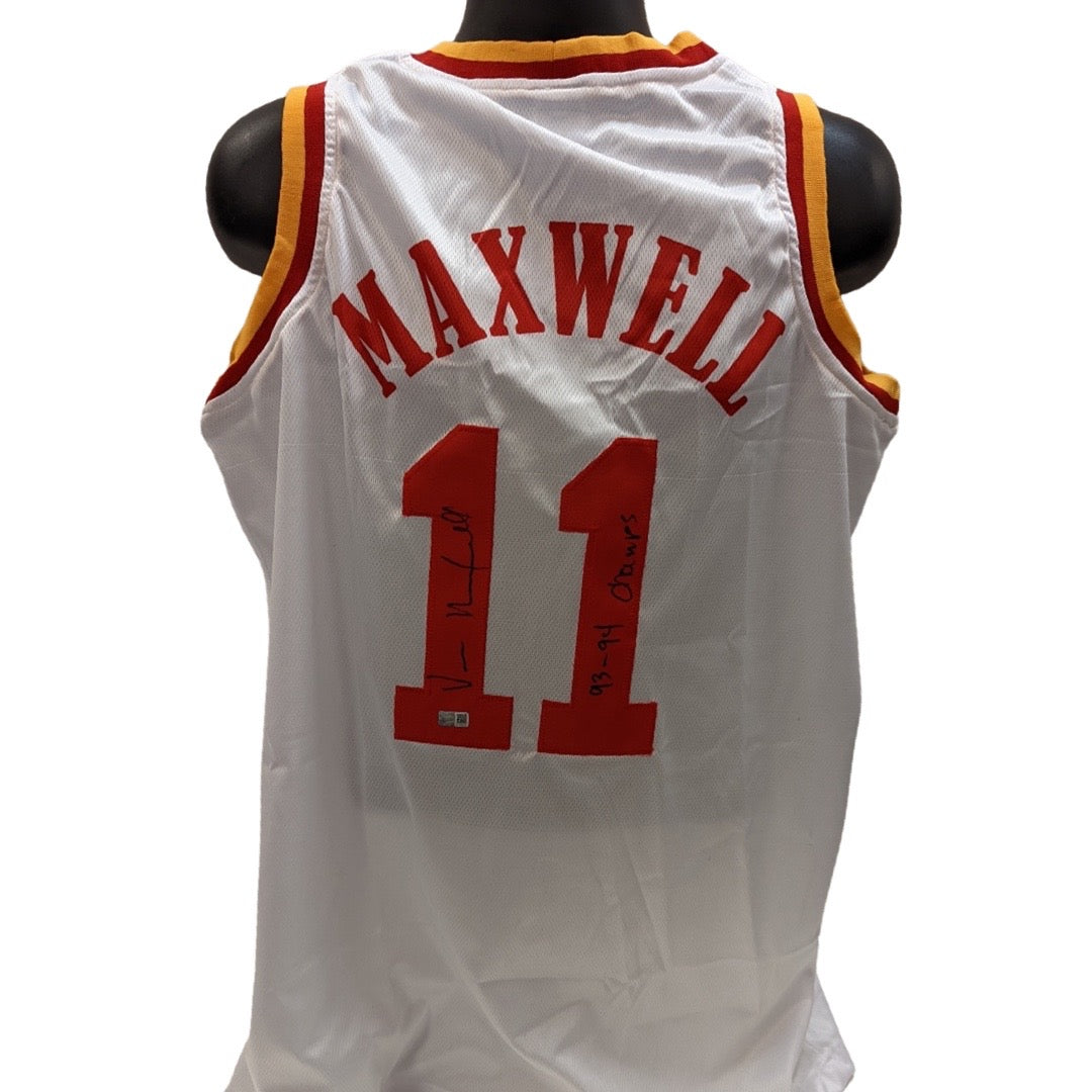 Vernon Maxwell Autographed Houston Rockets White Jersey 93-94 Champs Inscription Steiner CX product image 1, provided for