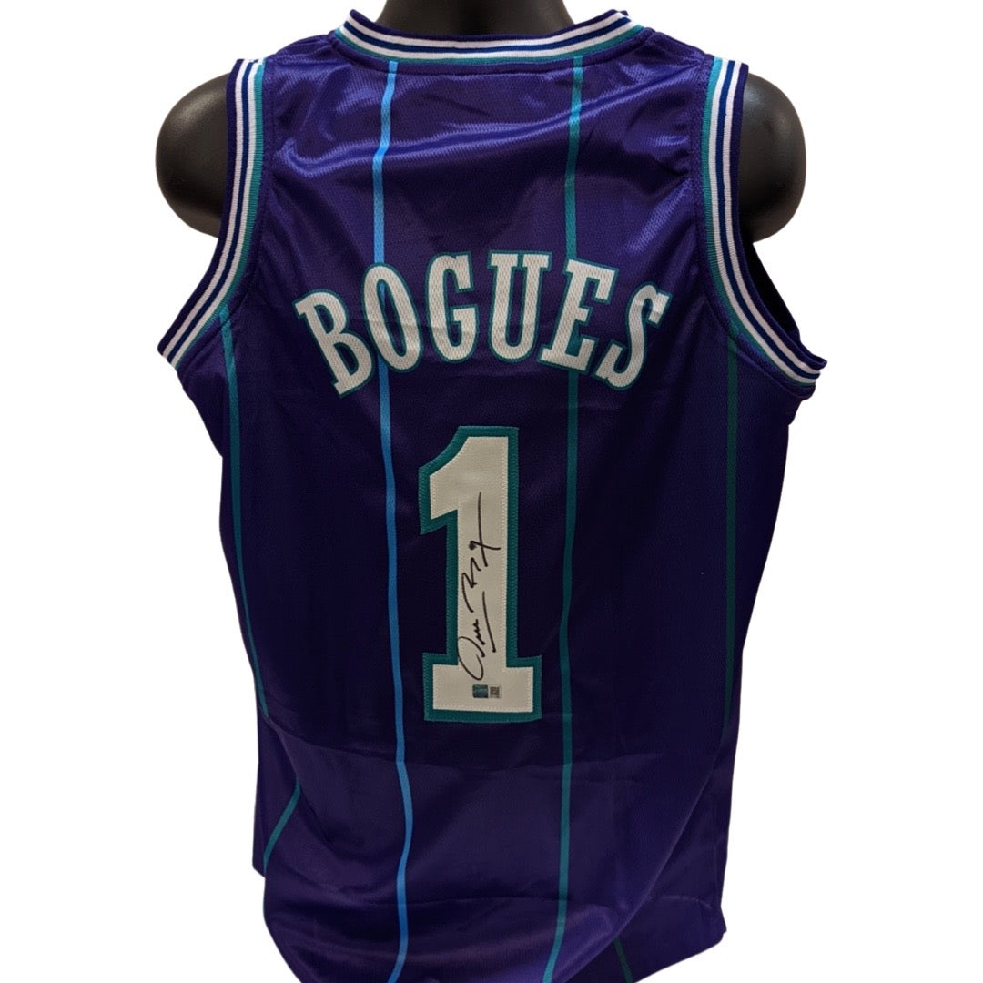 Muggsy Bogues Autographed Charlotte Hornets Purple Jersey Steiner CX product image 1, provided for visual reference and