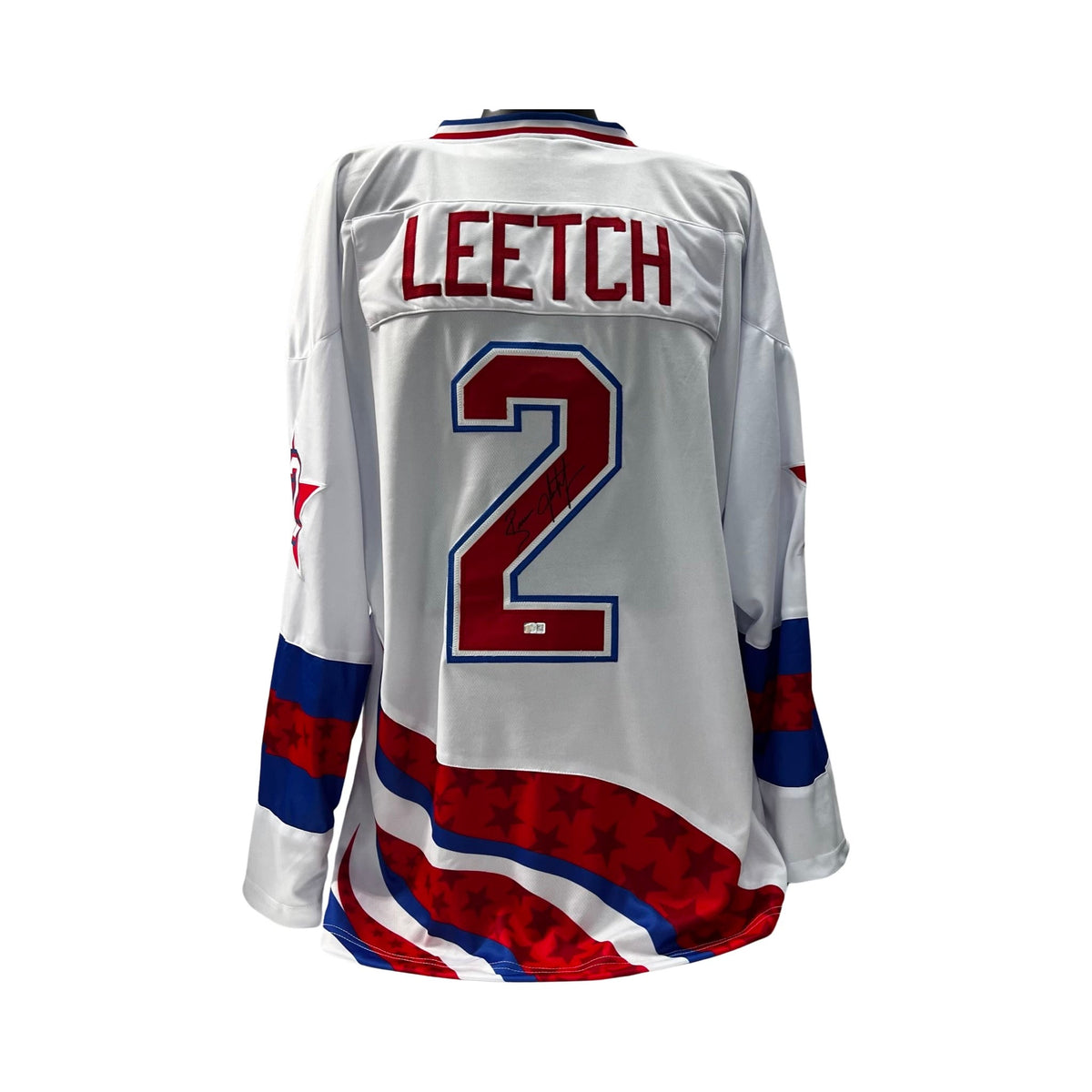 Brian Leetch Autographed USA Hockey White Jersey Steiner CX product image 1, provided for visual reference and product
