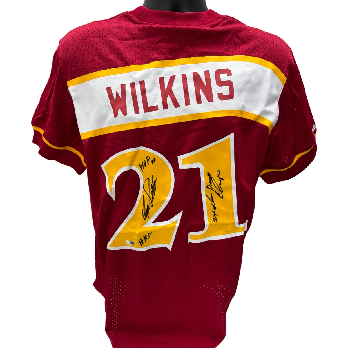 Dominique Wilkins Autographed Atlanta Hawks Red Mitchell & Ness Baseball Jersey "HOF 06, HHF, 2X Dunk Champ" Inscriptions