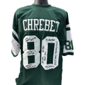 Wayne Chrebet Autographed New York Jets Green Jersey NFL Debut 9-3-95, NY Jets 1995-2005, 11 Seasons, 152 Games, 580 Rec, 41