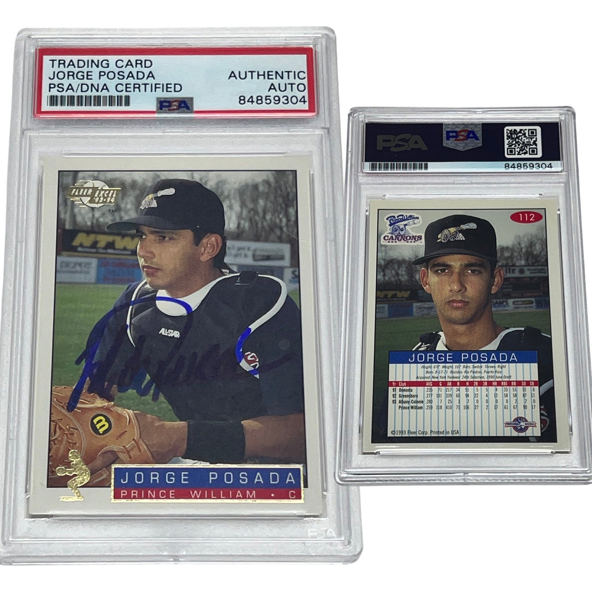 1994 Jorge Posada Fleer Excel #112 Autographed PSA Auto Authentic product image 1, provided for visual reference and product