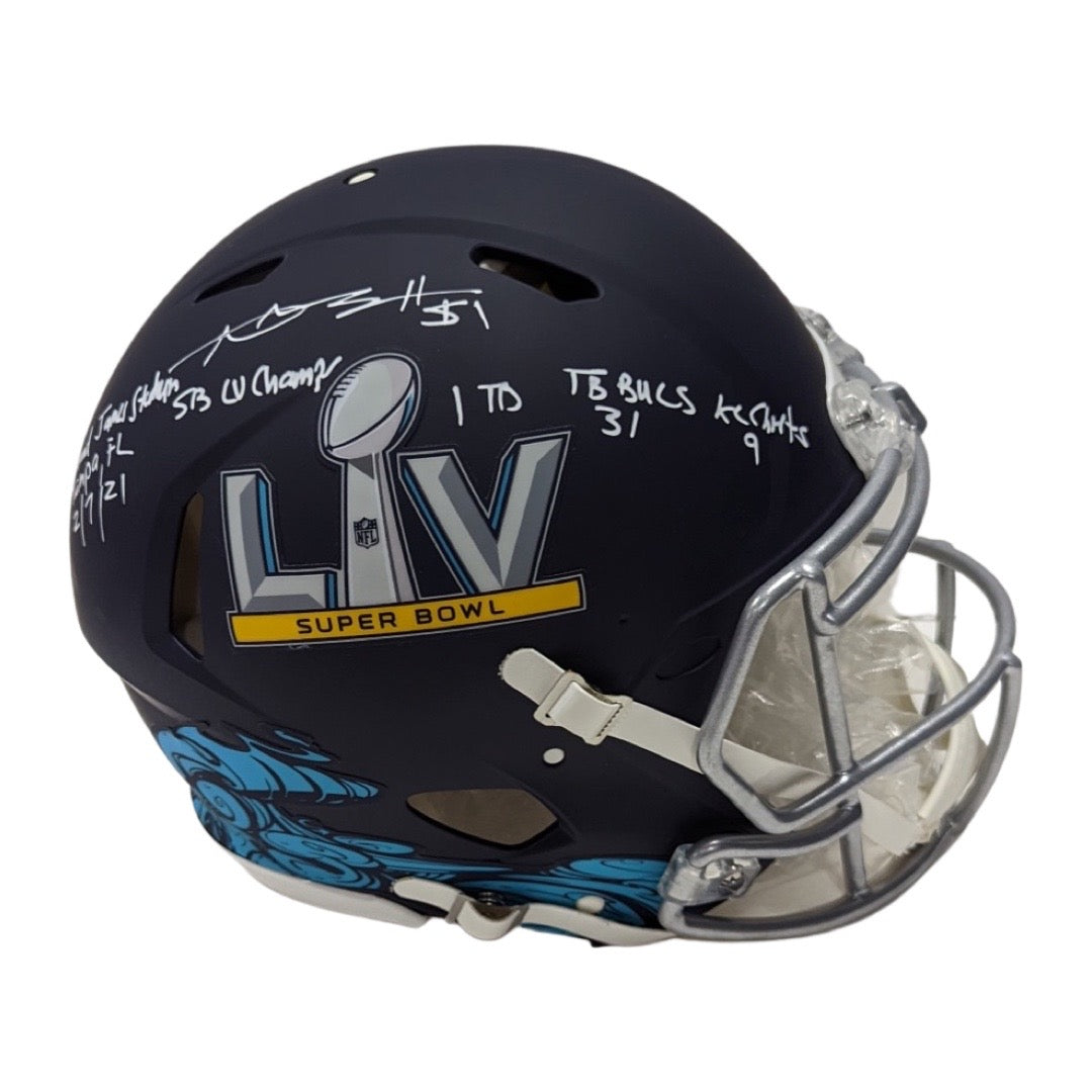 Antonio Brown Autographed Tampa Bay Buccaneers Super Bowl LV Authentic Helmet Raymond James Stadium Tampa, FL 2/7/21, SB LV